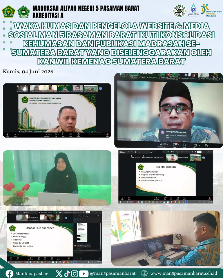 MAN 5 Pasaman Barat ikuti Konsolidasi Kehumasan dan Publikasi Madrasah Se-Sumatera Barat