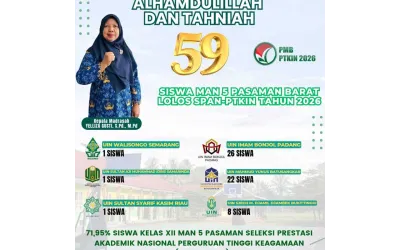 59 Siswa MAN 5 Pasaman Barat Lulus SPAN-PTKIN Tahun 2026