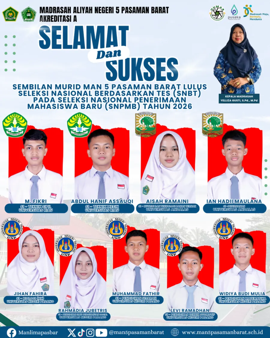 Alhamdulillah, 9 Murid MAN 5 Pasaman Barat Lulu SNBT 2026