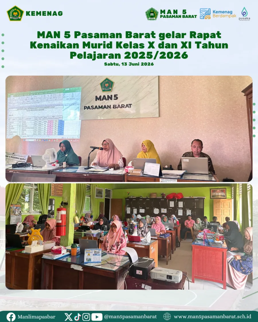 MAN 5 Pasaman Barat Gelar Rapat Kenaikan Murid Kelas X dan XI
