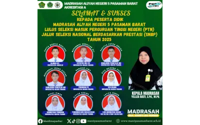 Selamat, 9 Siswa MAN 5 Pasaman Barat lulus Seleksi Nasional Berdasarkan Prestasi (SNBP) Tahun 2025