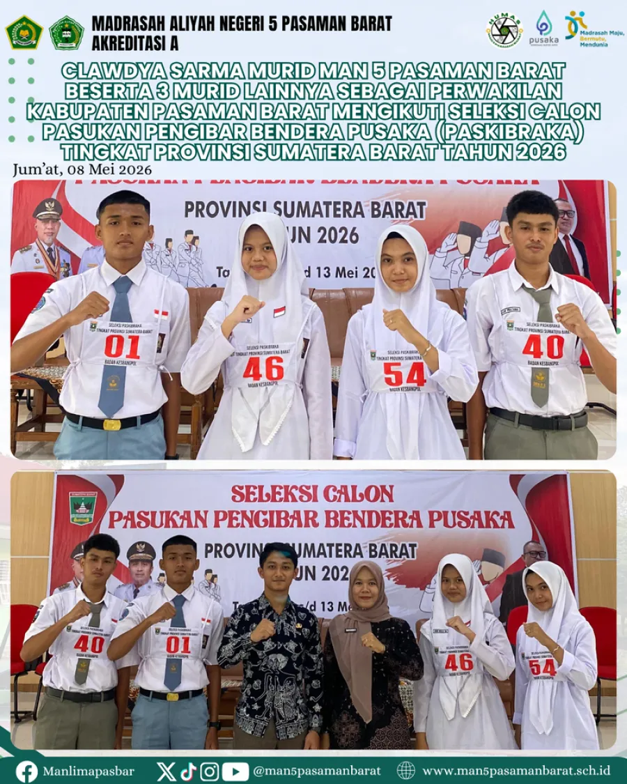 Murid MAN 5 Pasaman Barat Ikuti Seleksi Calon Seleksi Paskibraka Provinsi Sumatera Barat Tahun 2026