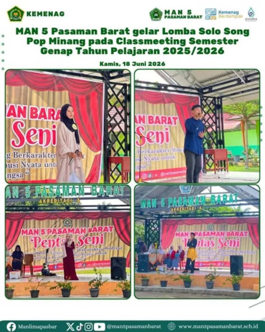 Gali Potensi dan Kreatifitas Murid Bidang Seni, MAN 5 Pasaman Barat Gelar Lomba Solo Song Pop Minang