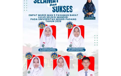 Lima Murid MAN 5 Pasaman Barat Lulus Seleksi Mandiri Universitas Negeri Padang Tahun 2026