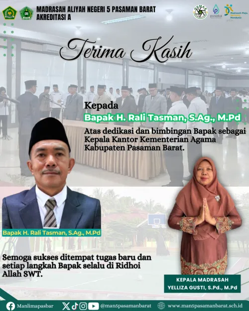 Terima Kasih Bapak H. Rali Tasman, S.Ag., M.Pd Kepala Kantor Kementerian Agama Pasaman Barat